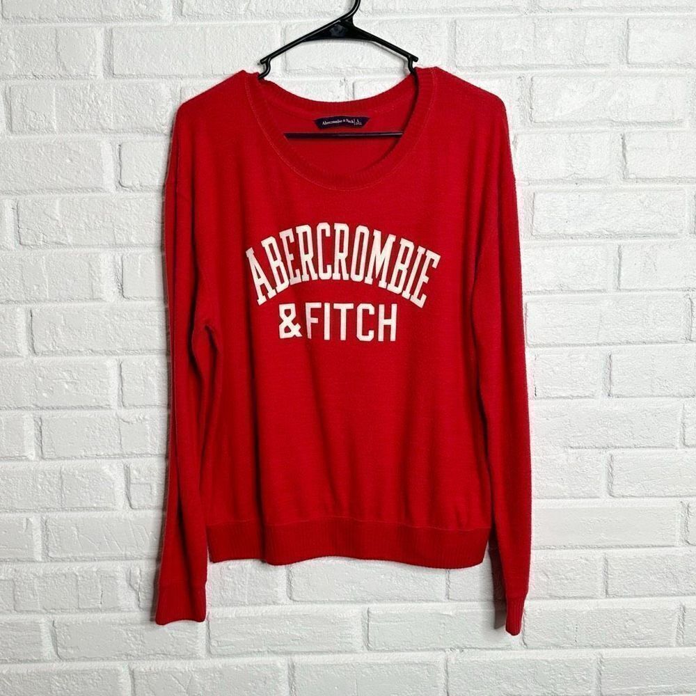 Abercrombie and‎ Fitch Red Pullover Sweater Spell Out Logo size Large